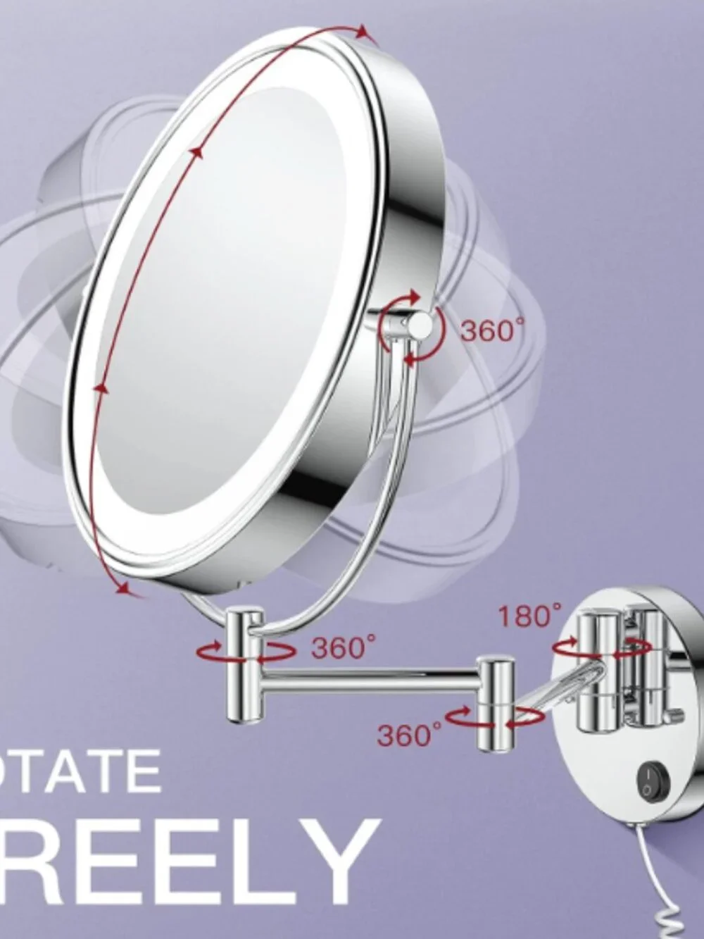 ✨ Brand new 9” LED Wall-Mounted Makeup Mirror – Lighted + 10X Magnification ✨